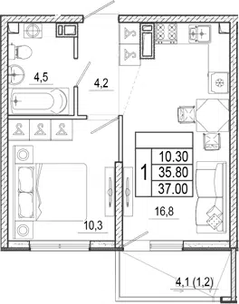 Планировка 2Е-к.кв