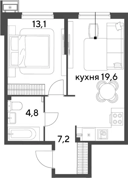 Планировка 2Е-к.кв
