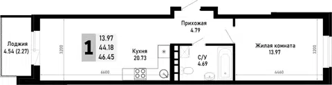Планировка 1-к.кв