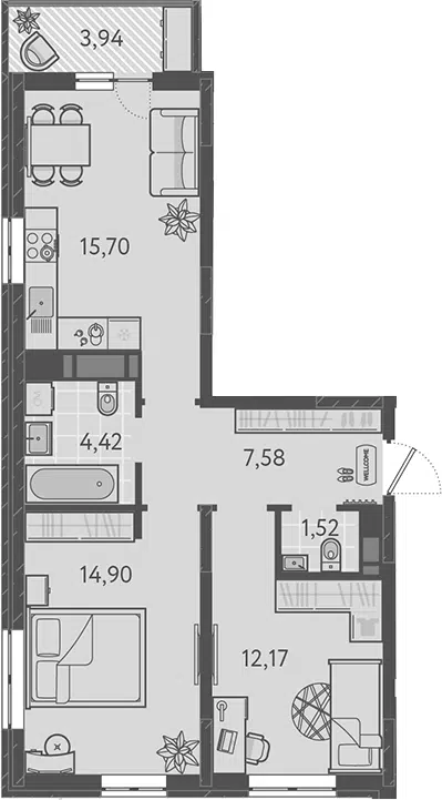 Планировка 3Е-к.кв