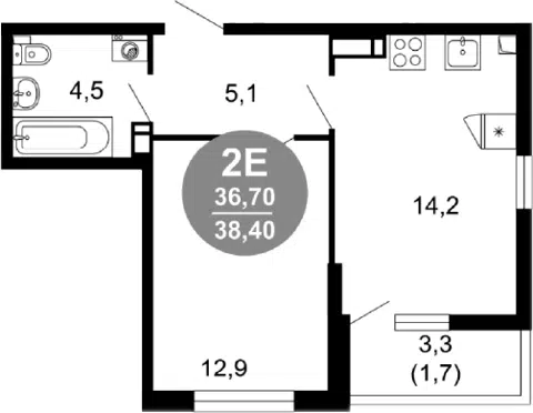 Планировка 1-к.кв