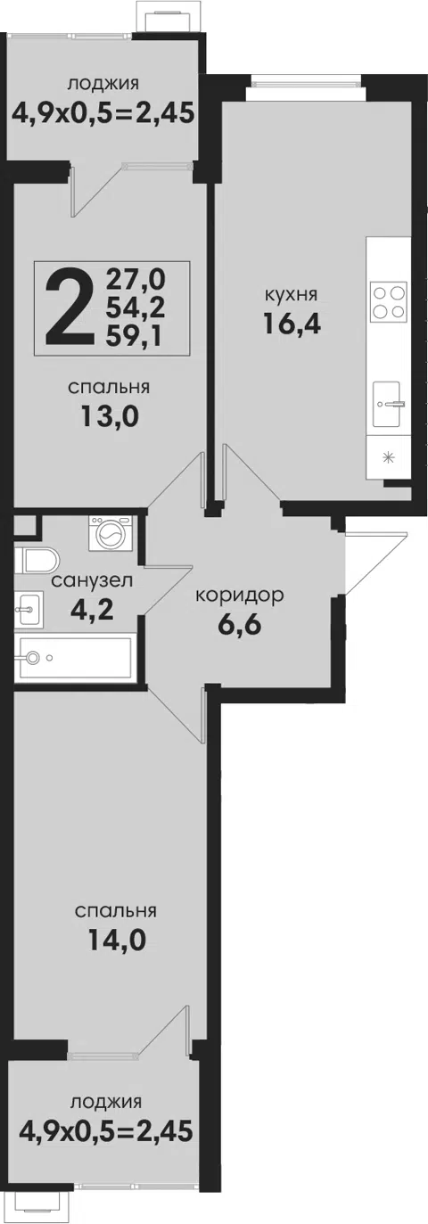 Планировка 3Е-к.кв