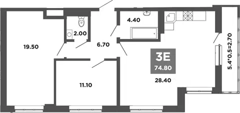 Планировка 3Е-к.кв