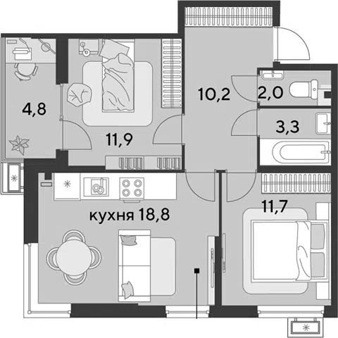 Планировка 3Е-к.кв