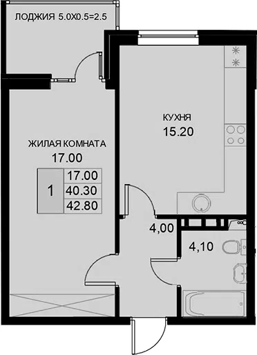 Планировка 1-к.кв