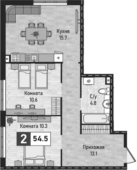 Планировка 2-к.кв