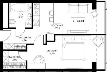 Планировка 2Е-к.кв