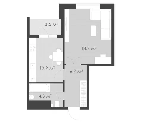 Планировка 1-к.кв