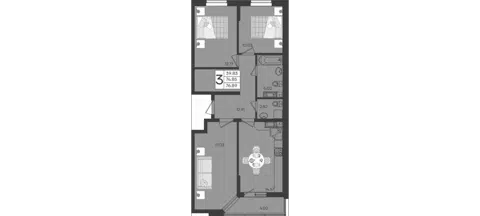Планировка 3-к.кв