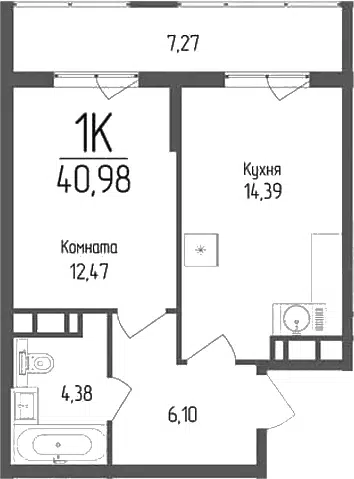 Планировка 1-к.кв