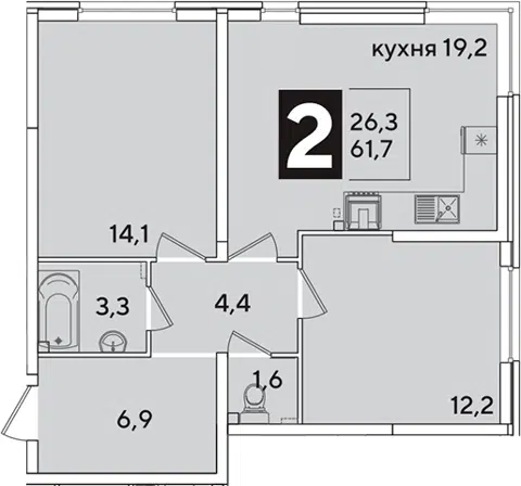 Планировка 3Е-к.кв