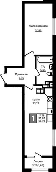 Планировка 1-к.кв