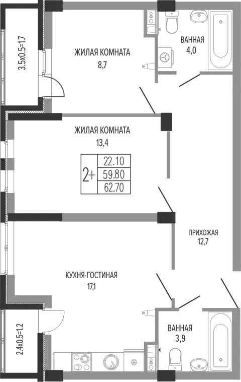 Планировка 3Е-к.кв