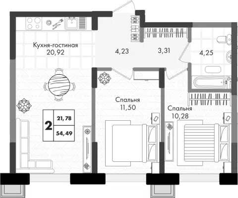 Планировка 3Е-к.кв