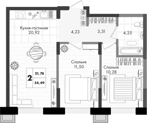 Планировка 3Е-к.кв