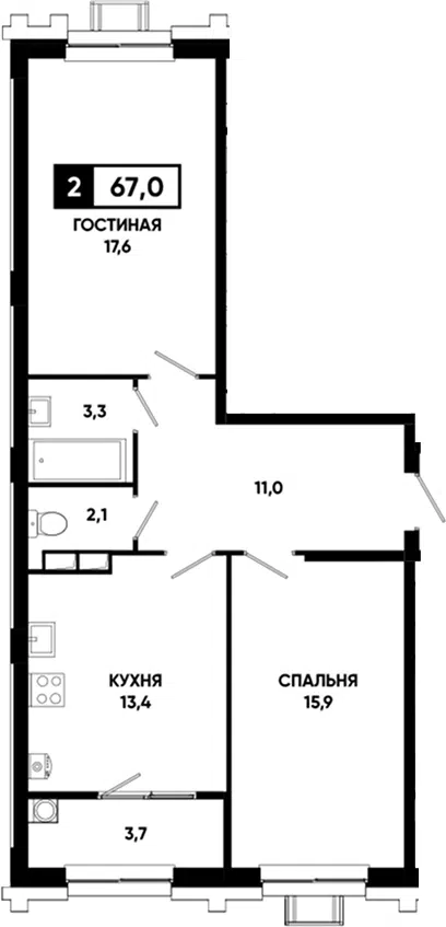 Планировка 2-к.кв