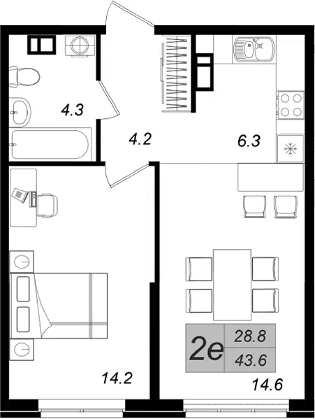 Планировка 2Е-к.кв