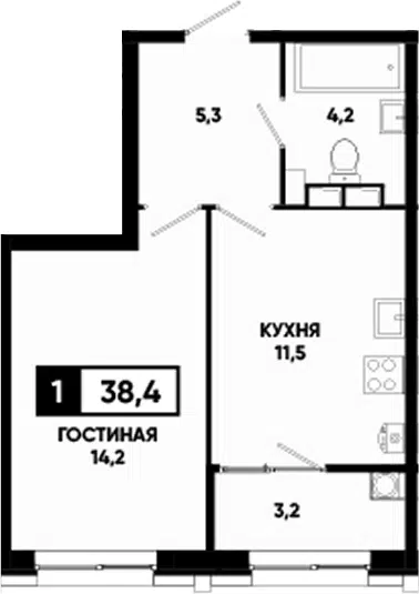 Планировка 1-к.кв