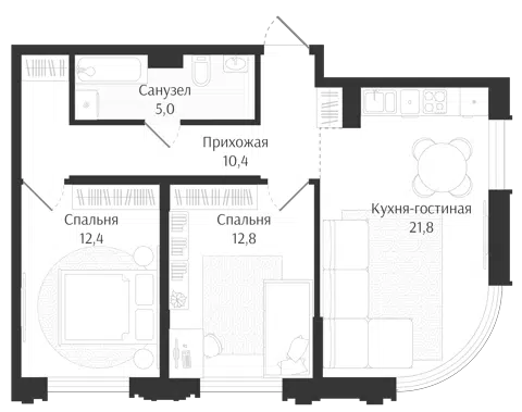 Планировка 3Е-к.кв