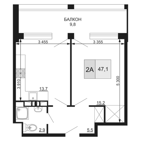 Планировка 2Е-к.кв