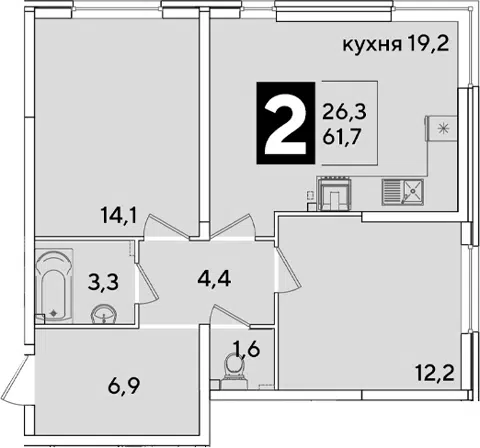 Планировка 3Е-к.кв