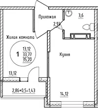 Планировка 1-к.кв