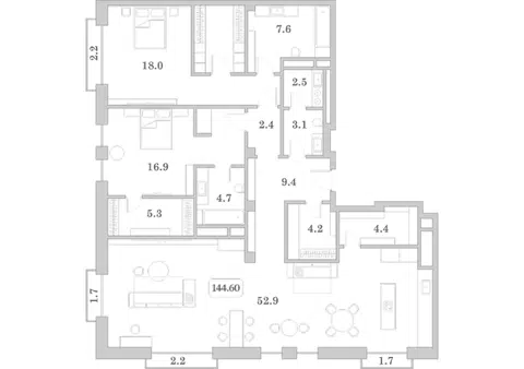Планировка 3Е-к.кв