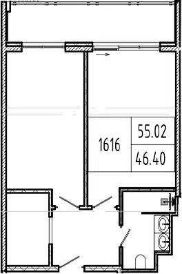 Планировка 1-к.кв