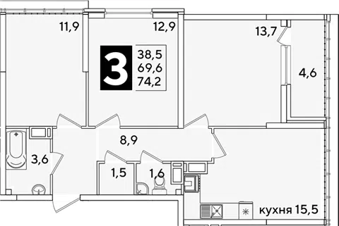 Планировка 4Е-к.кв