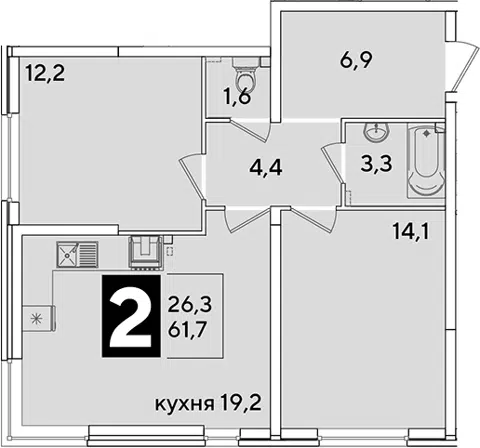 Планировка 3Е-к.кв