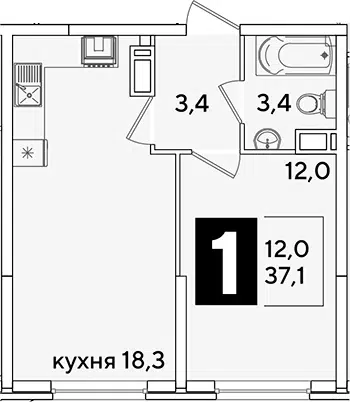 Планировка 2Е-к.кв