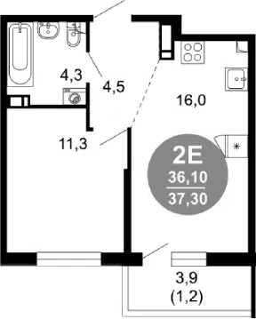 Планировка 2Е-к.кв