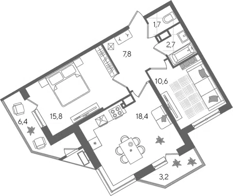 Планировка 3Е-к.кв
