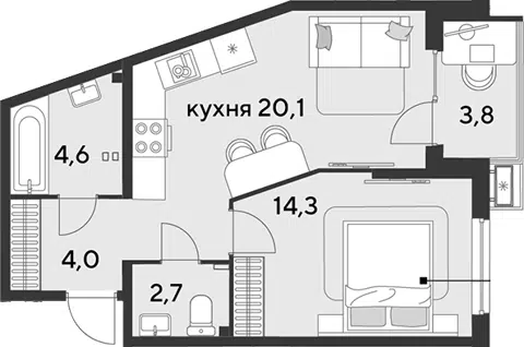 Планировка 2Е-к.кв