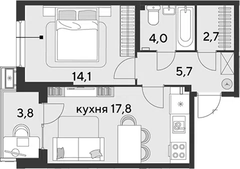 Планировка 2Е-к.кв