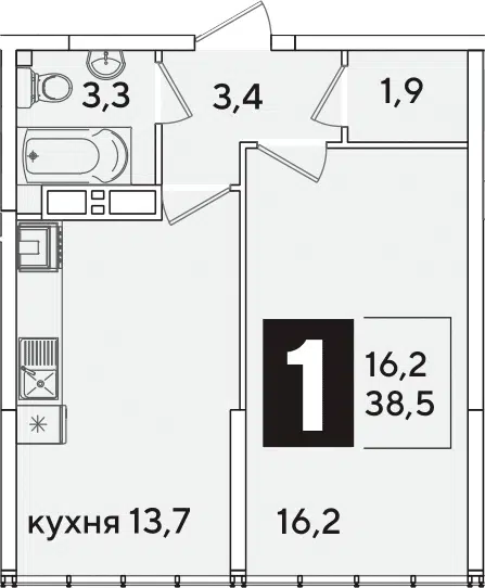 Планировка 1-к.кв
