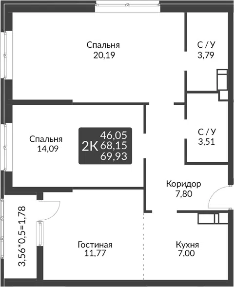 Планировка 3Е-к.кв