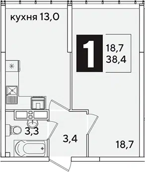 Планировка 1-к.кв