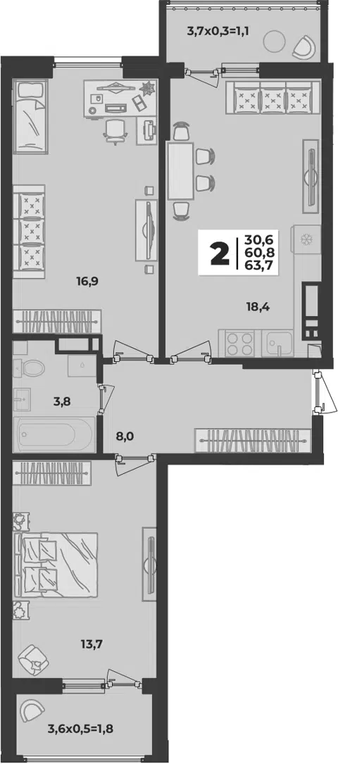 Планировка 3Е-к.кв