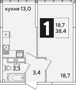 Планировка 1-к.кв