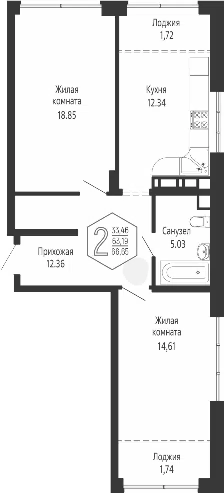 Планировка 2-к.кв