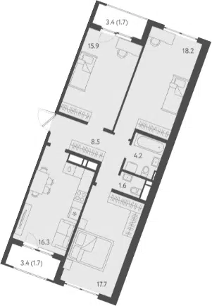 Планировка 4Е-к.кв