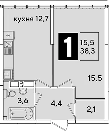 Планировка 1-к.кв
