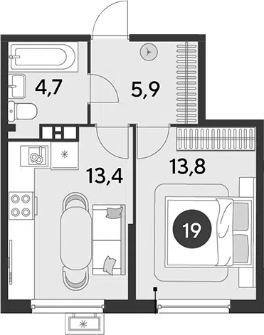 Планировка 2Е-к.кв