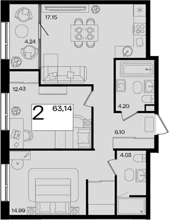 Планировка 3Е-к.кв