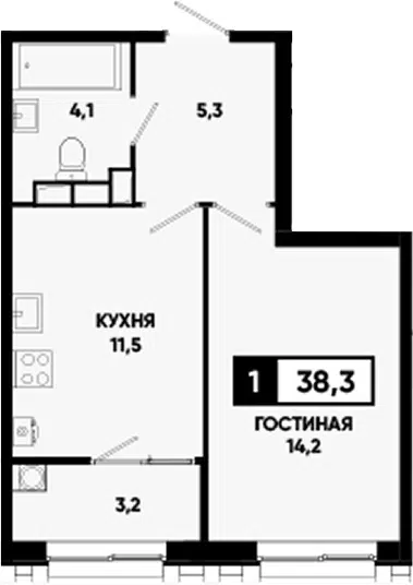 Планировка 1-к.кв