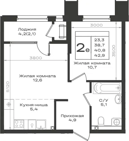 Планировка 2Е-к.кв