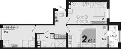 Планировка 3Е-к.кв