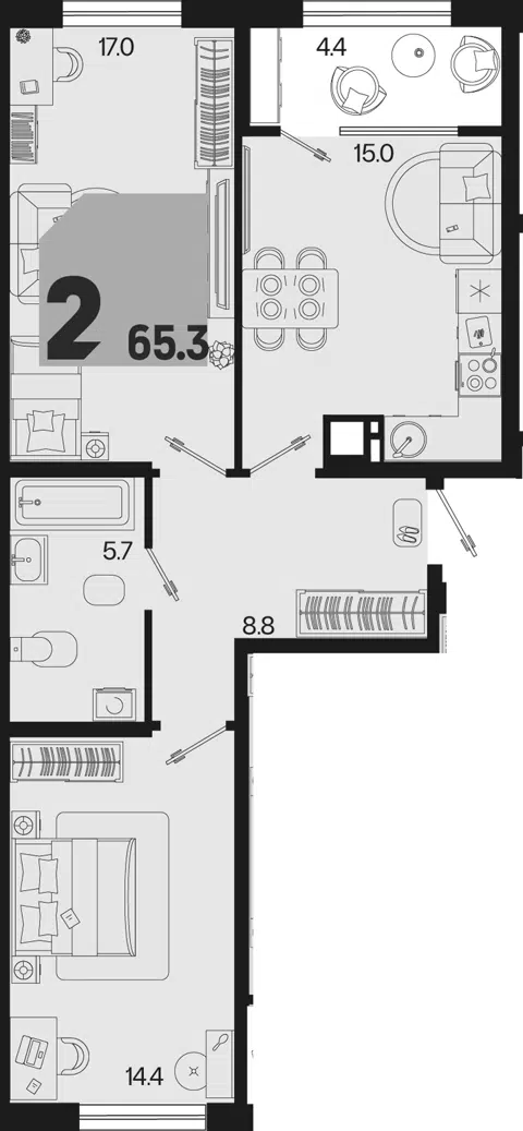 Планировка 3Е-к.кв