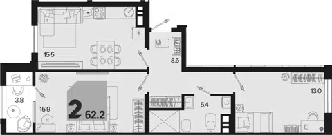 Планировка 3Е-к.кв